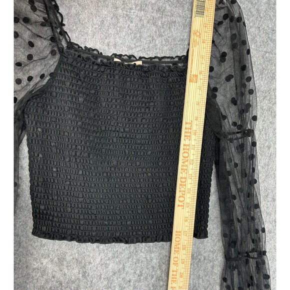 Evolutionary Black Sheer Overlay Top Long Sleeve Whimsigoth Fairy Size M - Picture 7 of 9